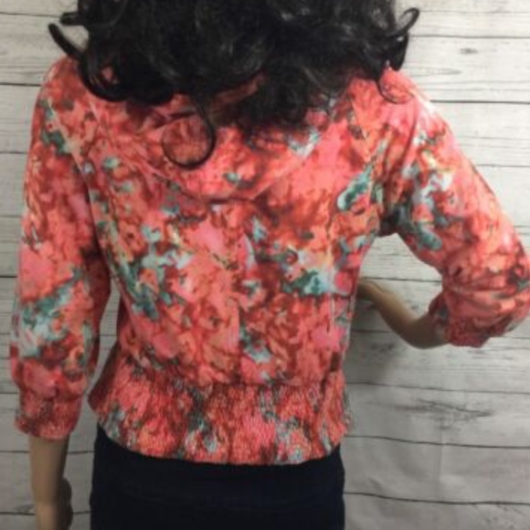 Boston Proper Hoodie XS Pink Watercolor Floral - Picture 6 of 8